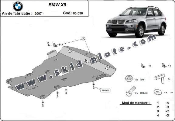 Steel skid plate for BMW X5 E70