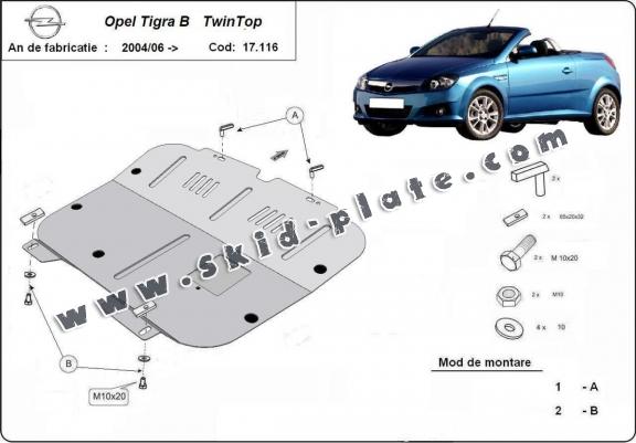 Steel skid plate for Opel Tigra B 