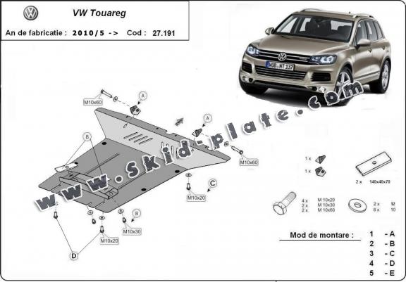 Steel skid plate for VW Touareg 7P