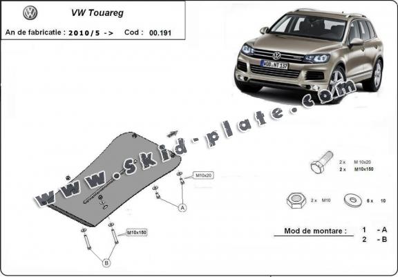 Steel gearbox skid plate for VW Touareg 7P