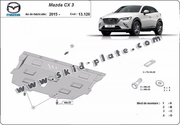 Steel skid plate for Mazda CX3