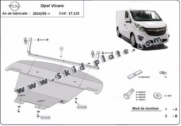 Steel skid plate for Opel Vivaro B 