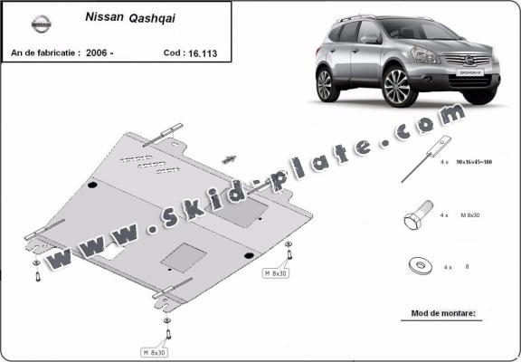 Steel skid plate for Nissan Qashqai J10