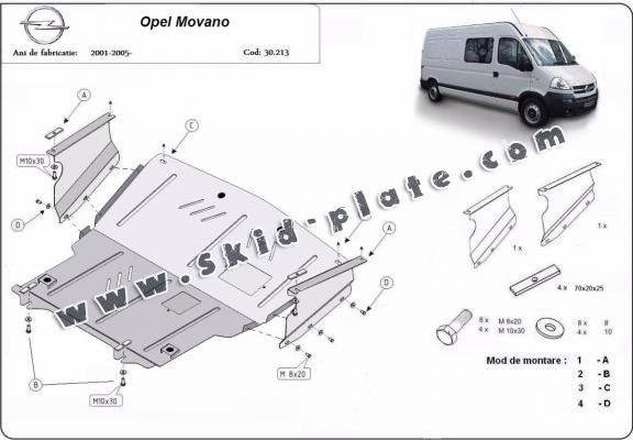 Steel skid plate for Opel Movano A 