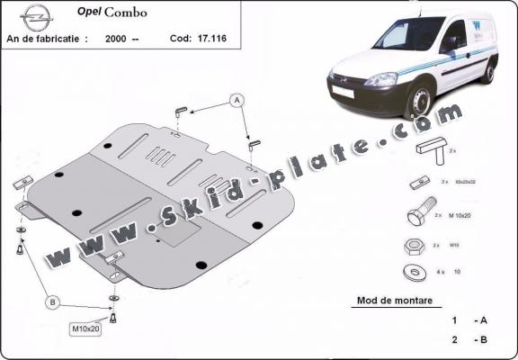 Steel skid plate for Opel Combo C 