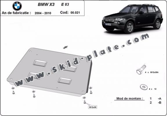 Steel skid plate for BMW X3 E83