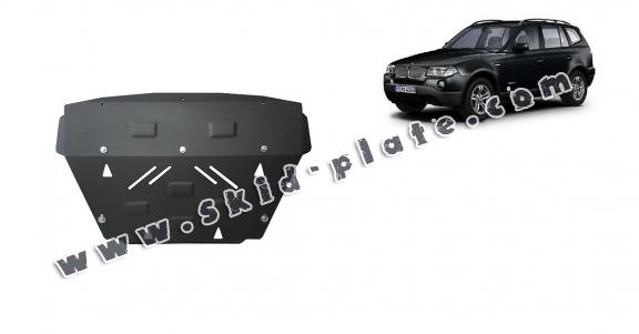 Steel radiator skid plate for BMW X3 E83