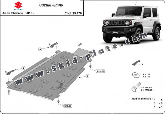 Steel transfer case skid plate for Suzuki Jimny - 3-door model