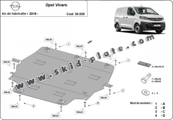 Steel skid plate for Opel Vivaro C 