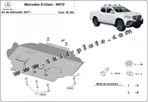 Steel skid plate for Mercedes X-Class W470