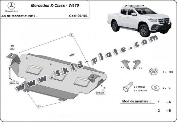 Steel radiator skid plate for Mercedes X-Class W470