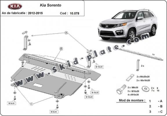 Steel skid plate for Kia Sorento XM